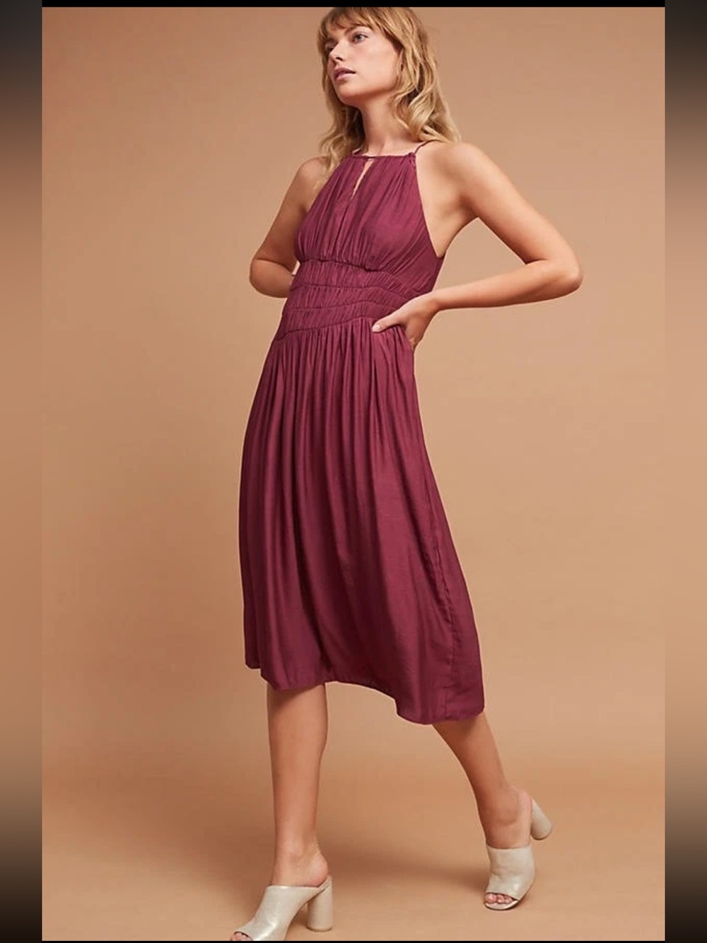 NWT Anthropologie Moulinette Soeurs Smocked Midi Dress Size 4 Petite